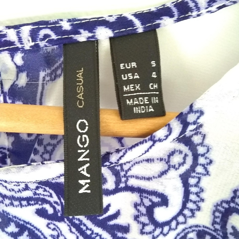 MANGO | Scarf Print Tunic Dress Purple and White S - Picture 4 of 8